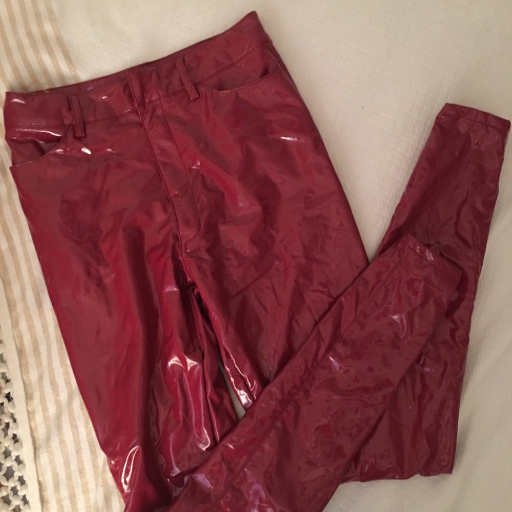 Oh Polly Red Vinyl Pants
